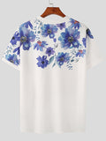 Ceekoo Mens Floral Print Crew Neck T-Shirt