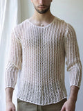 Ceekoo Mens See Through Mesh Long Sleeve T-Shirt