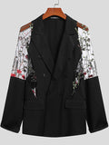 Ceekoo Men's Mesh Patchwork Floral Long-sleeved Jacket