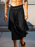 Ceekoo Mens Pleated Wrap Metal Buttons A-Line Skirt