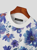 Ceekoo Mens Floral Print Crew Neck T-Shirt