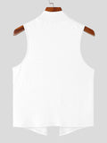 Ceekoo Mens Hollow Design Half-Collar Knit Tank