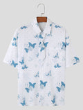 Ceekoo Mens Butterfly Print Short Sleeve Shirt