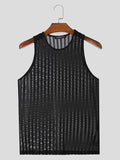 Ceekoo Mens Sheer Striped Crew Neck Sleeveless Tank