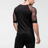 Ceekoo Mens See Through Mesh Short Sleeve Slim Fit T-Shirts