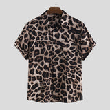 Ceekoo Mens Leopard Print Casual Short Sleeve Shirts