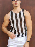 Ceekoo Men's Sexy See Through Striped Vest