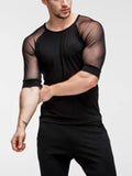 Ceekoo Mens See Through Mesh Short Sleeve Slim Fit T-Shirts