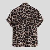 Ceekoo Mens Leopard Print Casual Short Sleeve Shirts