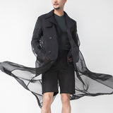 Ceekoo Men's Mesh See Through Long Jacket